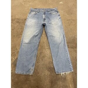 Levis 550 Jeans Mens 36x30 Light Wash Blue Relaxed Tapered Zip Fly Distressed